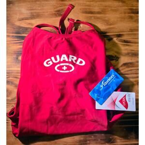 Lifeguard Red Swimsuit Women's Adoretex Tie Back One Piece Size 32 NEW